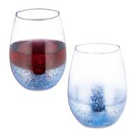 Set de 2 pahare de vin fara picior, 500 ml fiecare, albastru