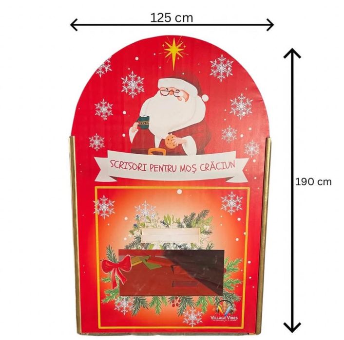 Cutie Gigantică Moș Crăciun 1.90 m – Decor Crăciun Exterior/Interior
