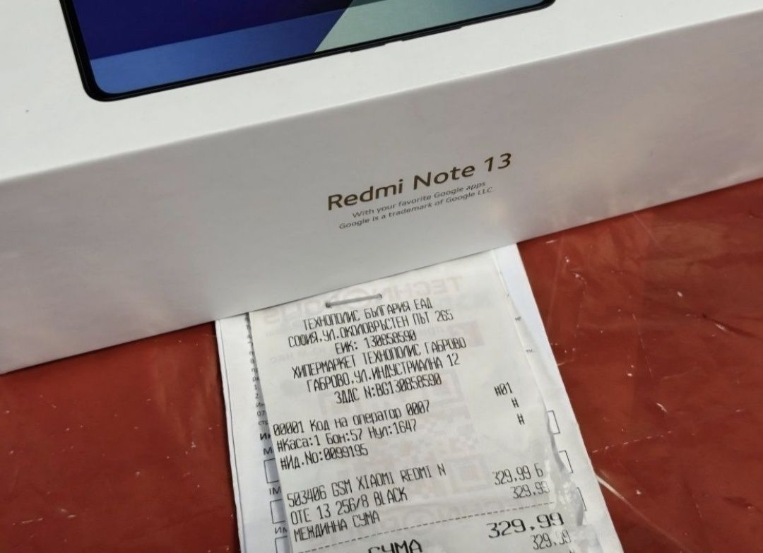 ***КАТО НОВ 256GB Xiaomi Redmi Note 13 8GB 4G Технополис Гаранция Blac