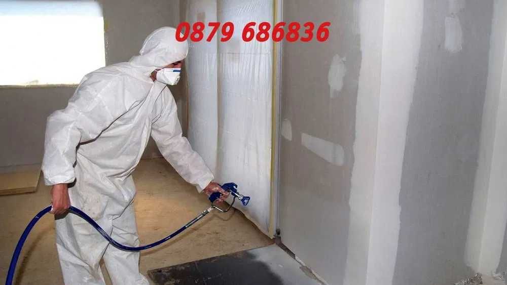 Машинно шпакловане и машинно боядисване. Бързо и качествено.