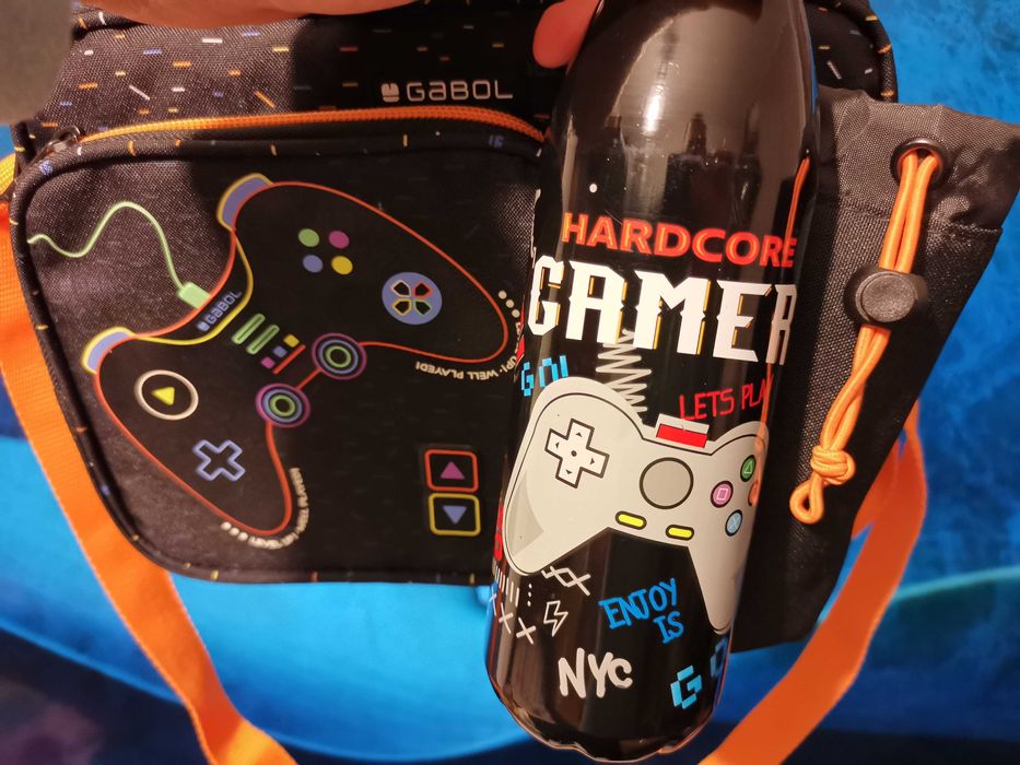 Геймъски комплект за обяд  - термочанта и бутилка