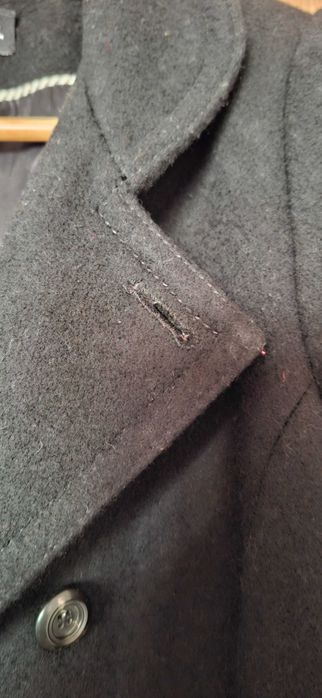 Palton clasic negru de femei din stofa, marimea L