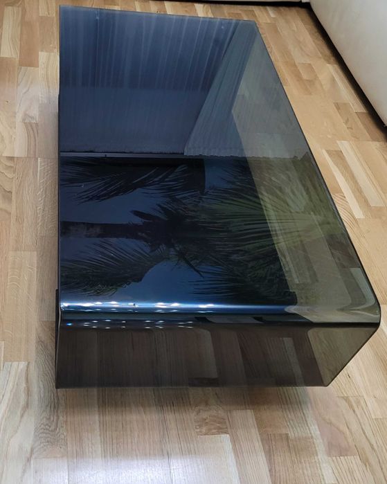 Masuta cafea sticla si lemn wenge