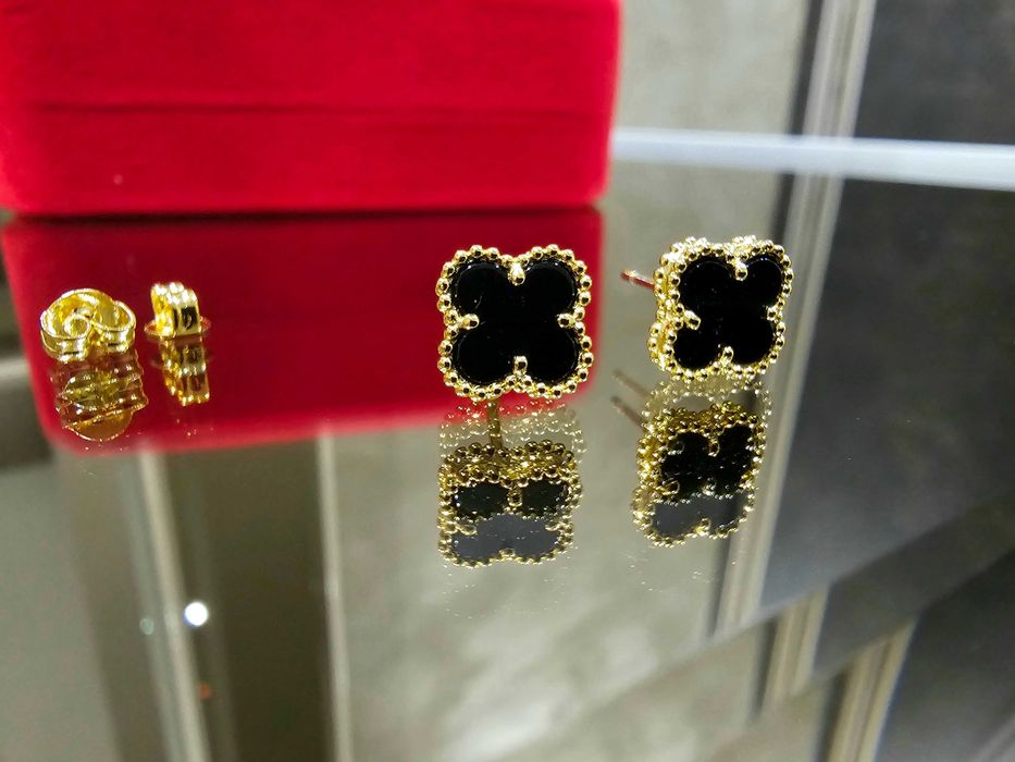 Van Cleef & Arpels VCA Gold Black Sweet Alhambra Clover Дамски Обеци
