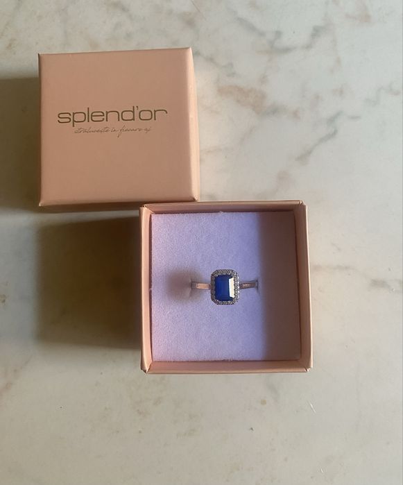 Splend’or inel argint 925 si cubic zirconia albastru