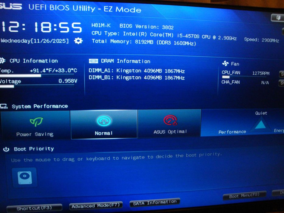 Placa de baza Asus H81M-k procesor i5 4570 3.6Ghz 8GB DDR3 1866