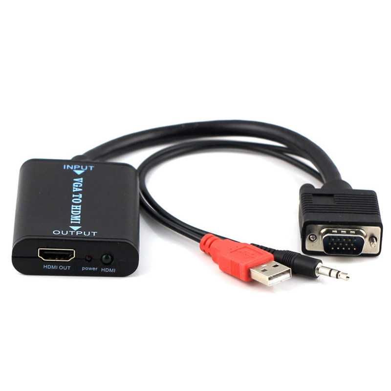 Cablu convertor VGA la HDMI cu audio si alimentare (laptop / pc la TV)