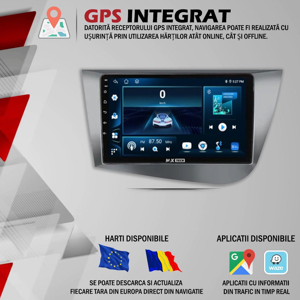 Navigatie Seat Leon 2005-2012 Mk2 dedicata, Android 13,Carplay, GPS