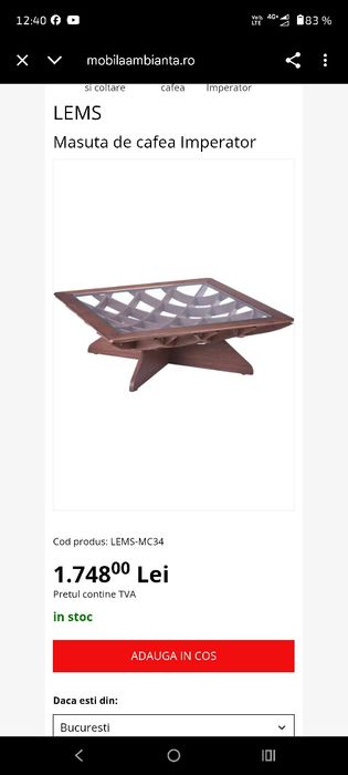 Masa mdf + nuc, sticla securizata