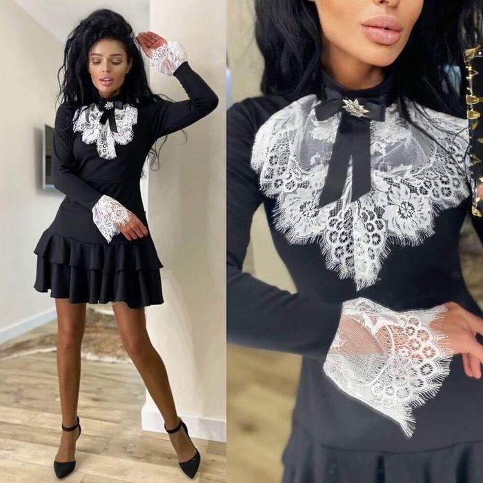 Черна рокля с дантела, размер М