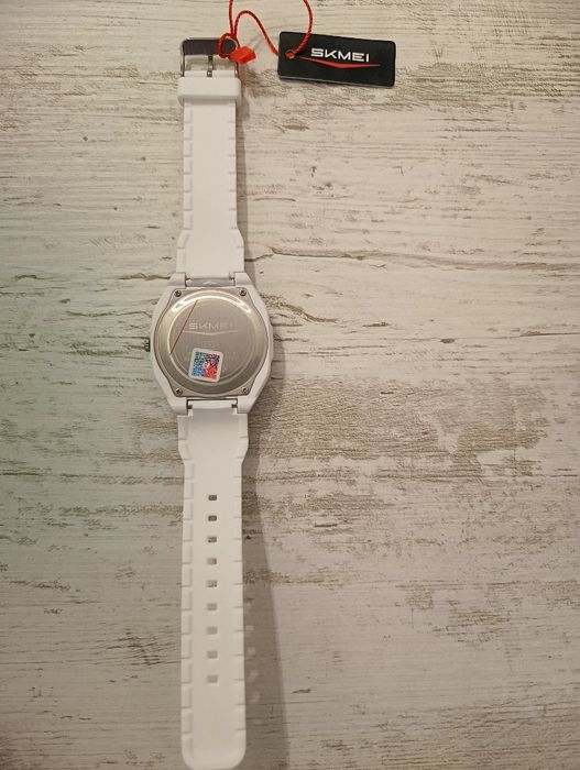 Ceas quartz bărbați unisex alb cu portocaliu,nu automatic mecanic-nou,