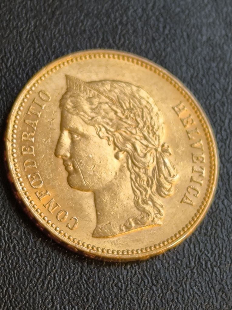 20 франка 1894 год, Стара Швейцария, злато 6.45 гр,900/1000 (21.6 к)
