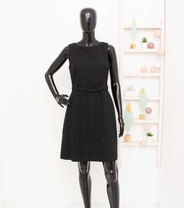 GANT дамска черна рокля тип сукман вълна с колан 36 S