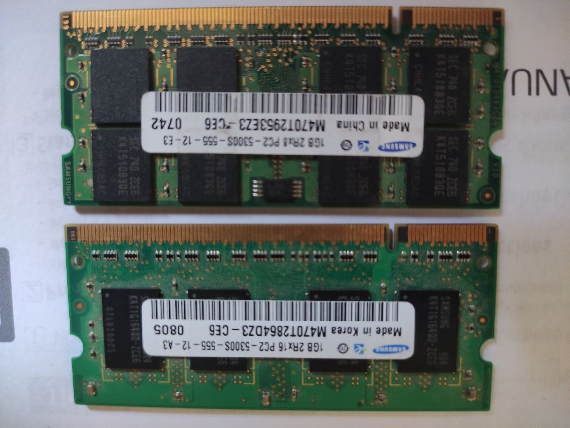 Оперативная память DDR 1GB 2Rx16 PC2 для Ноутбука.