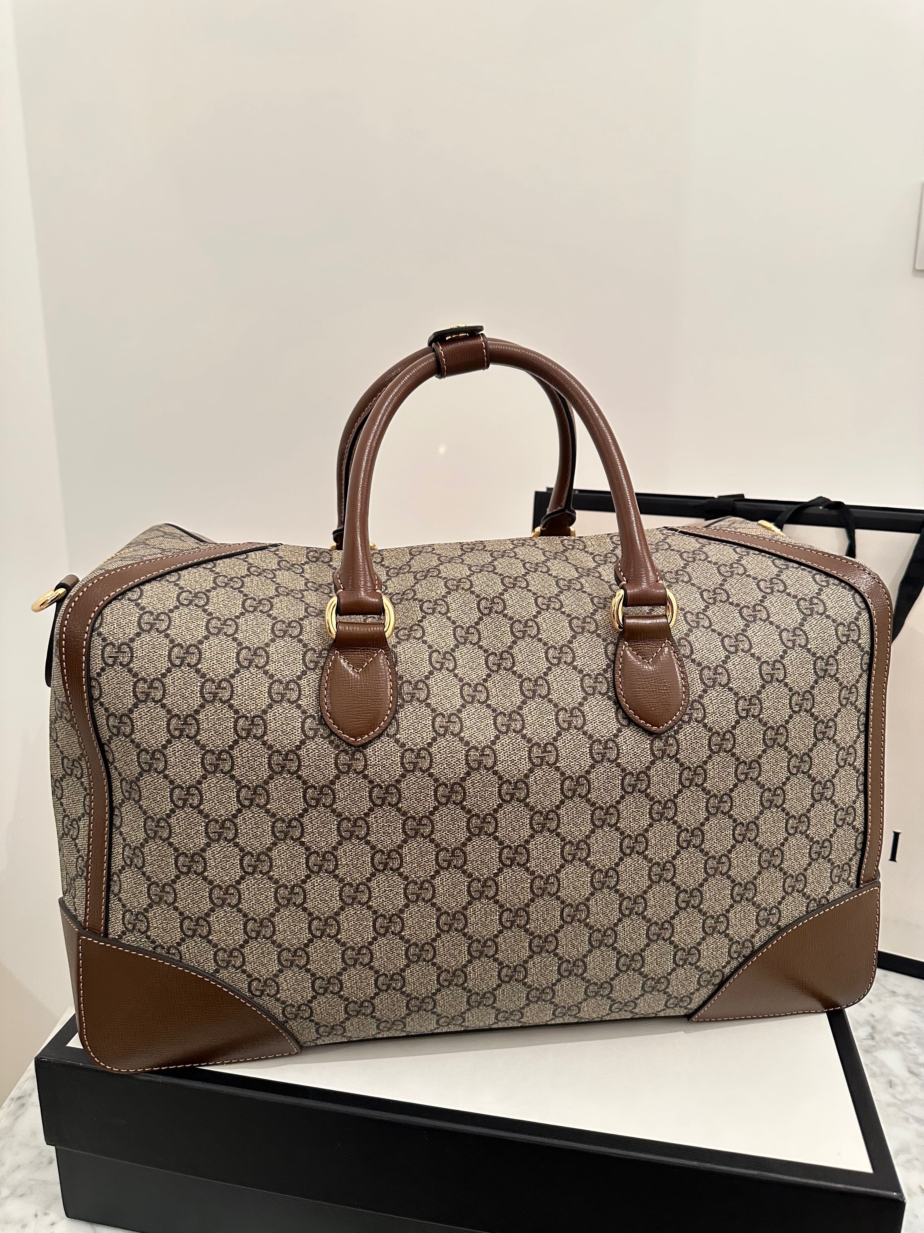 Geanta Gucci originala de voiaj Interlocking G Duffel Bag bej