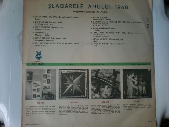 HEY JUDE-Lennon,Mc Cartney-slagărul anului 1968,vinil Electrecord