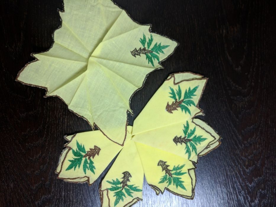 Fata de masa si 6 servete brodate manual