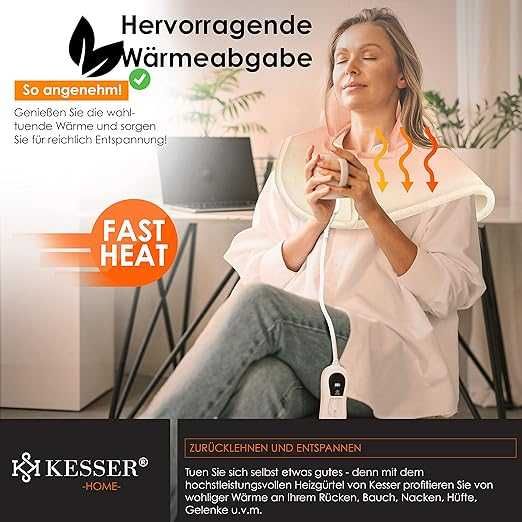 KESSER® електрическа нагревателна подложка за рамене, врат и гръб