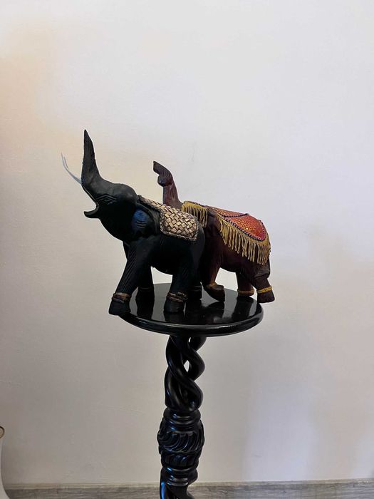 Set 2 bibelouri statuete elefant din lemn mari bibelou ieftin