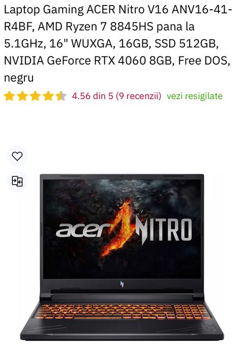 Laptop gaming Asus nitro v16