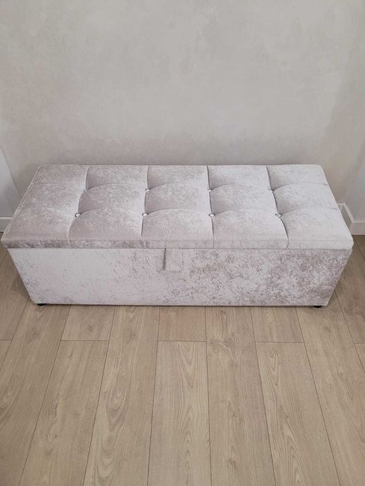 Голяма кутия за съхранение за спалня от кадифе в сивкав цвят