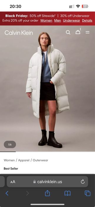 Пуховик новый Calvin Klein