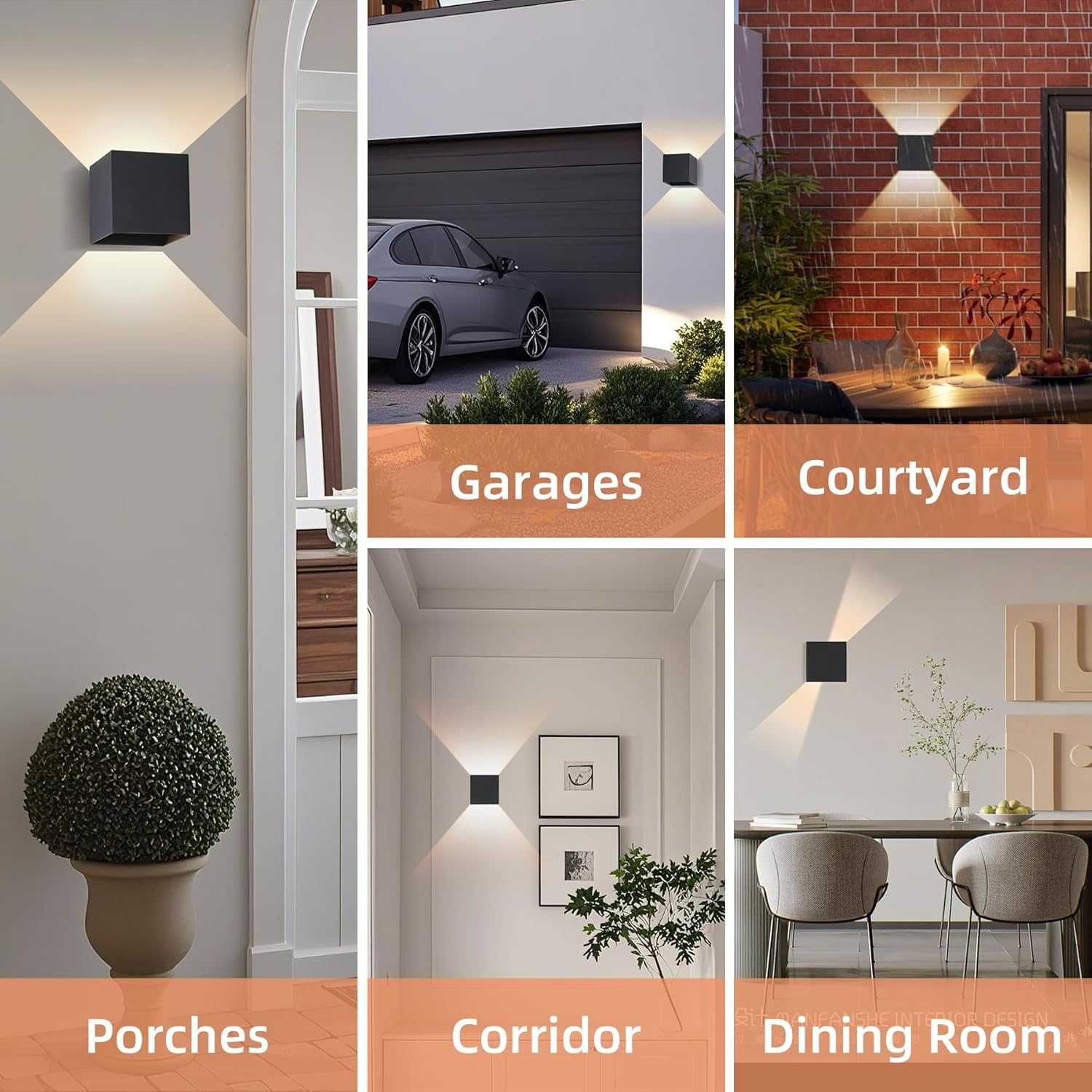 Водоустойчива LED лампа, аплик, 12W IP65, 3000К, черна