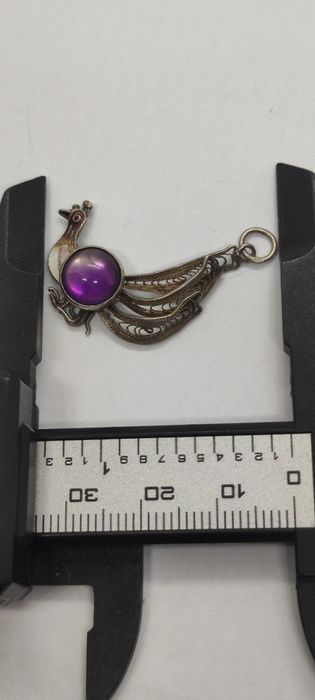 Pandantiv Vechi Chinezesc Din Argint  cu Ametist