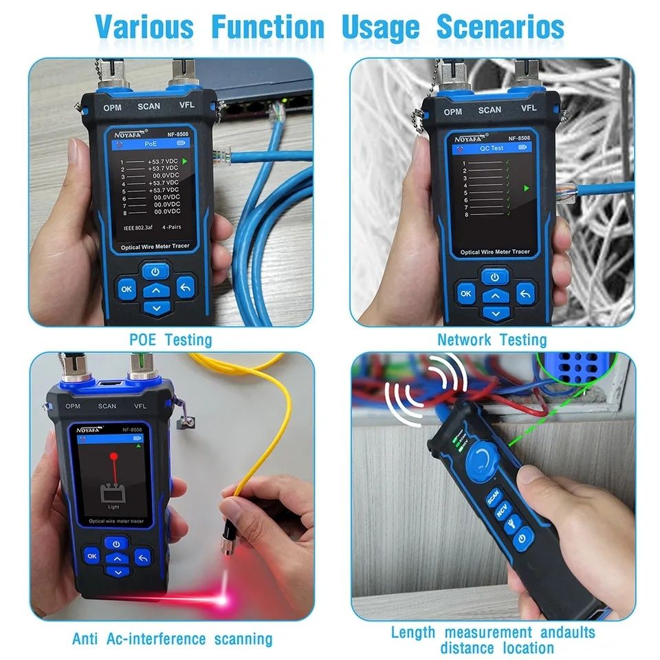 Tester digital multifunctional : cablu retea date + cablu optic Noyafa