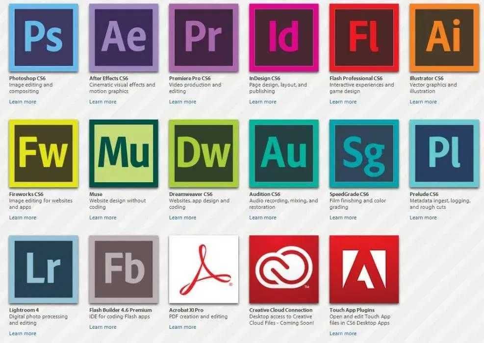 Устанoвка пакета прoграмм Adobe