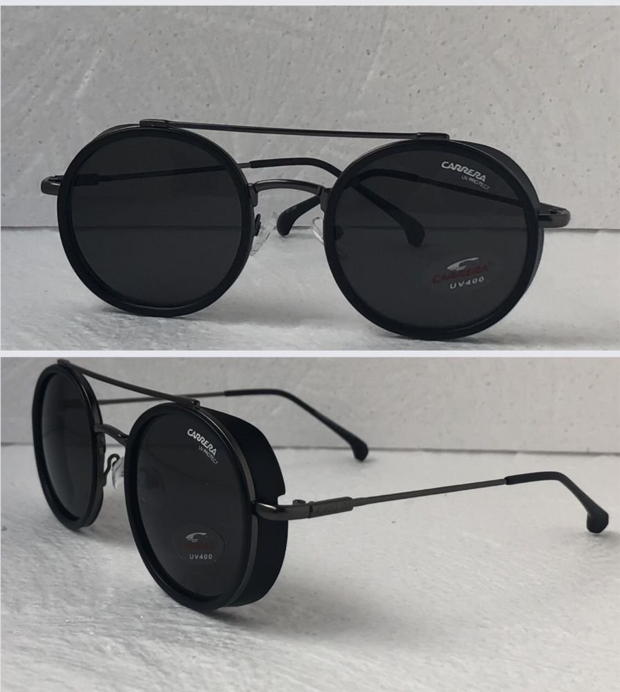 Carrera Мъжки слънчеви очила кръгли овални 2 цвята черни мат черни лак