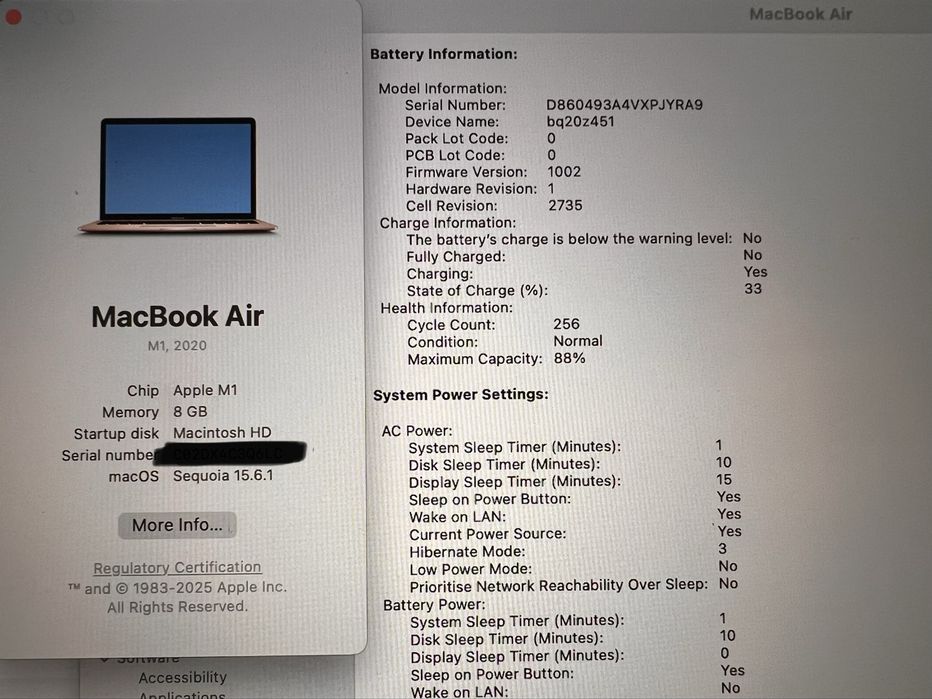 Apple Macbook Air 13" M1 8GB 256GB Rose Gold, factura, impecabil