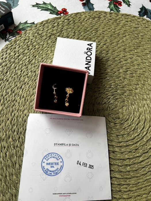 Cercei luna si soara aur14k/argint925