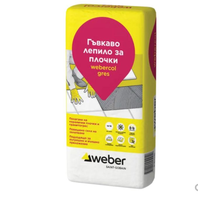 Вебер Лепило за плочки флексово 25кг webercol Грес F606 C2TE WEBER