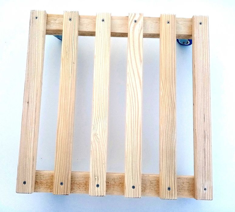 Suport ghiveci, mobil, cu roti, forma patrata, lemn, 47 cm