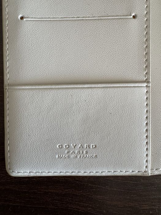 Goyard White Goyardine Canvas Passport Holder