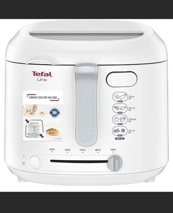 Friteuza TEFAL Uno FF203130, 1kg, 1.8l, 1600W, 150-190 grade, alb-gri