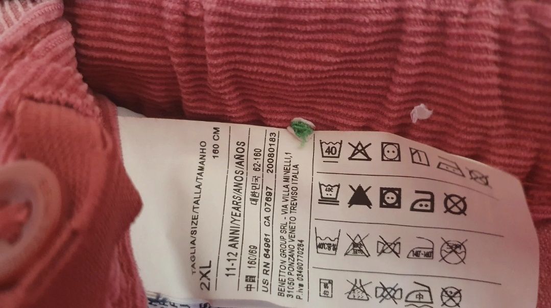 Pantaloni noi,copii 11-12 ani, catifea reiata,Benetton