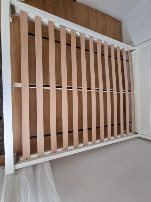 Pat Mobexpert Fabian, 160×200 cm, alb, cu somieră (fără saltea)