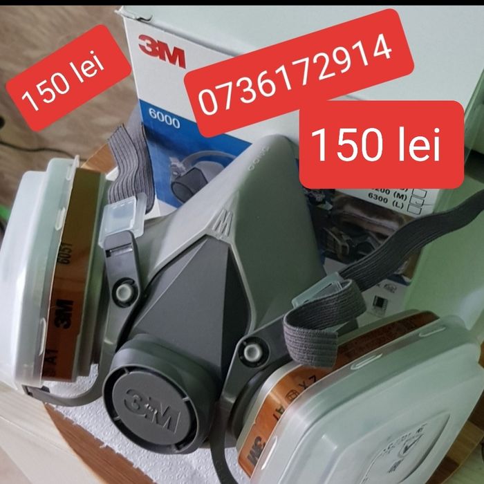 Masca 3M 6200 + accesorii full,  praf fum gaze chimicale lacuri vopsel