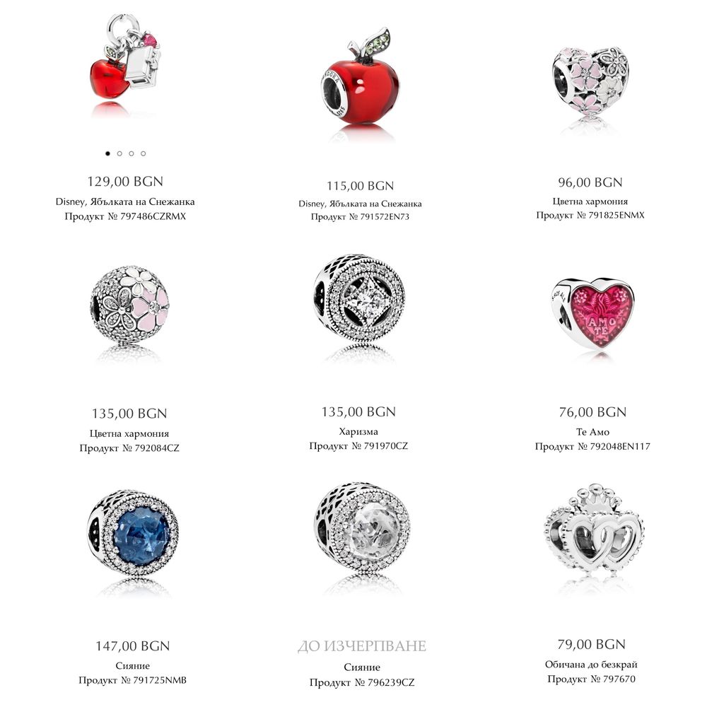 Талисмани Пандора гривни Pandora charms