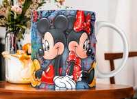 Cana personalizata, Mickey si Minnie Mouse, Ceramica, Alb, 350 ml