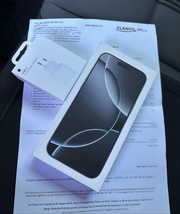 iPhone 16 Pro Max White 256 Nou/Acte