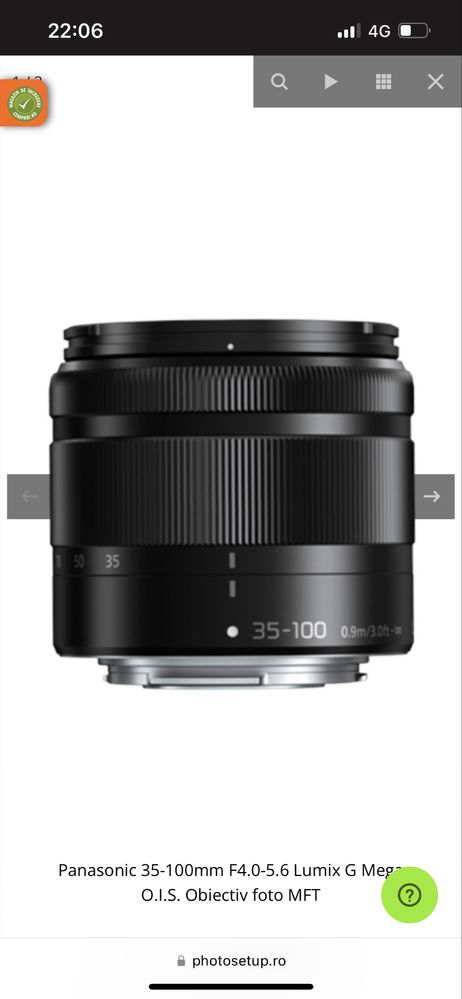 Panasonic Lumix G 35-100mm F4.0-5.6 Mega O.I.S. Obiectiv foto  sigilat