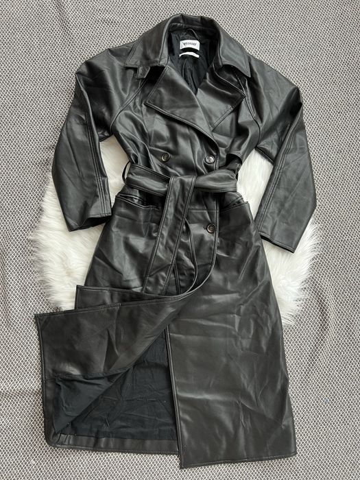 Черно тренч яке WEEKDAY от ЭКО кожа