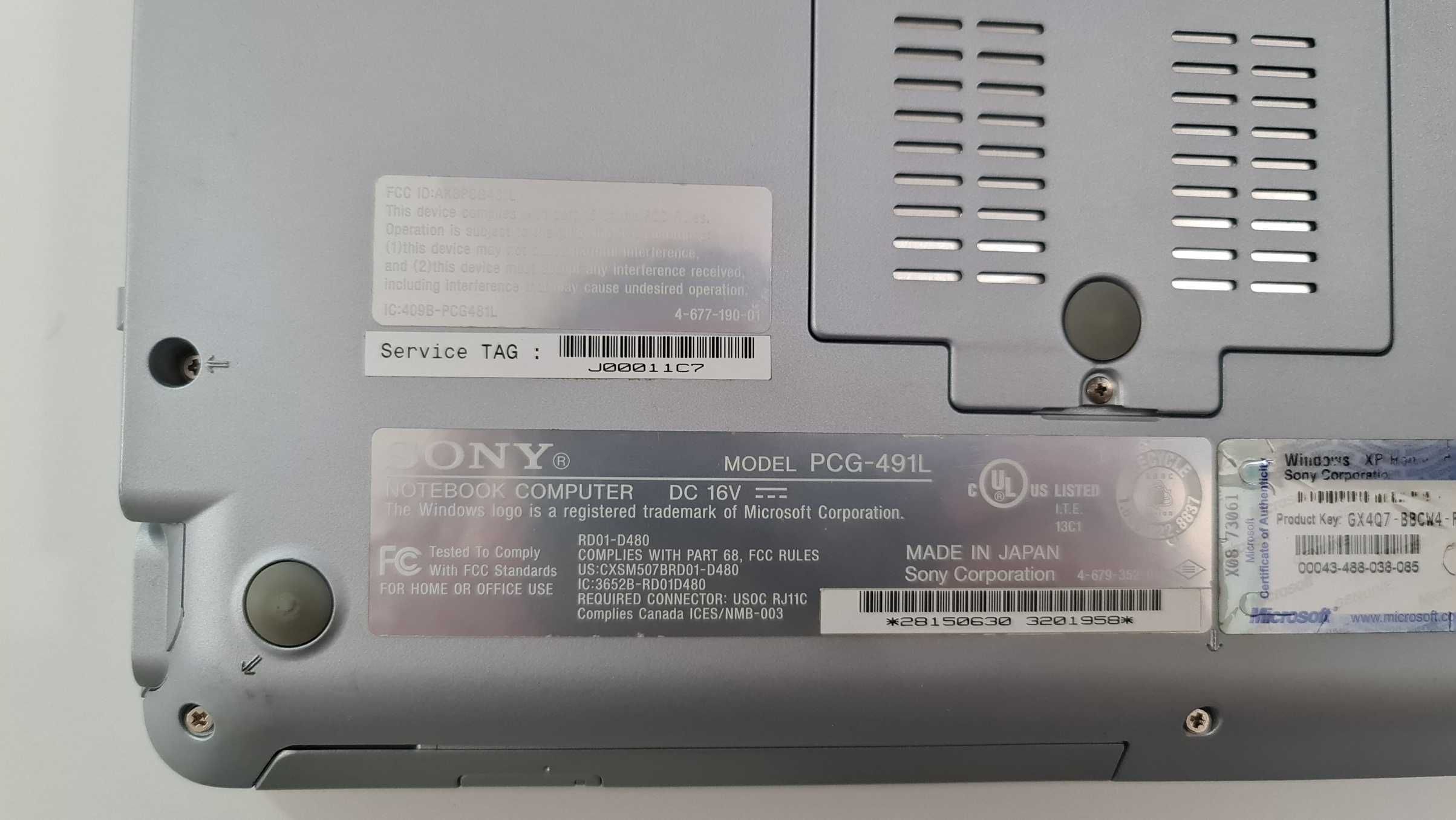 Laptop SONY VAIO Model PCG-491L pentru piese