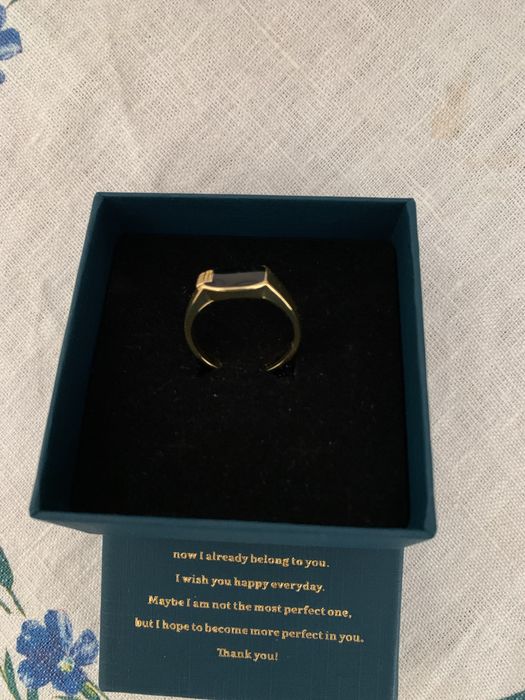 Нов мъжки ланец и пръстен сребро със 18 карата златно покритие с печат