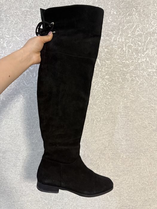 Немецкие ботфорты из натуральной замши и меха,