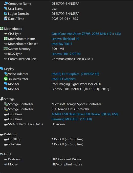Таблет Lenovo ThinkPad Tab 10 Gen1
