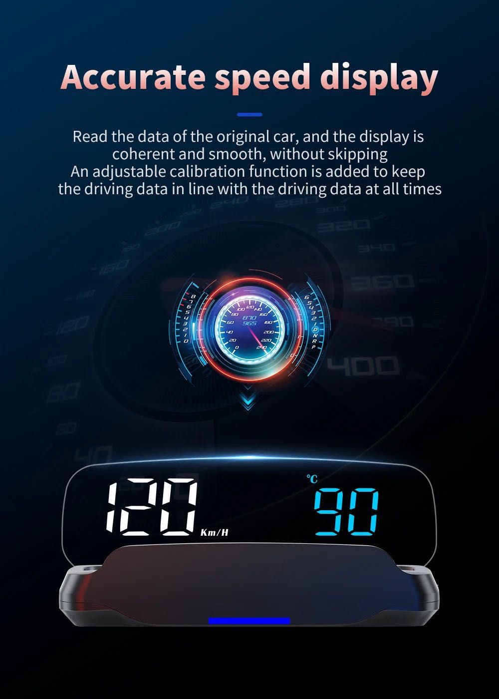 Car OBD HUD Head Up Display Speedometer
